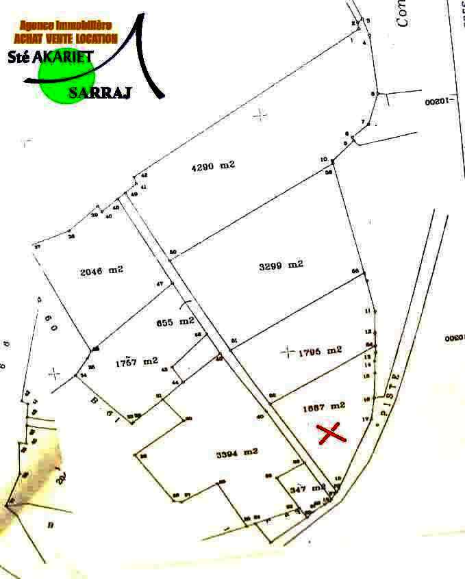 Akouda Chatt Meriem Terrain Terrain agricole Lot vue de mer 1650m derrire koussour gharnata