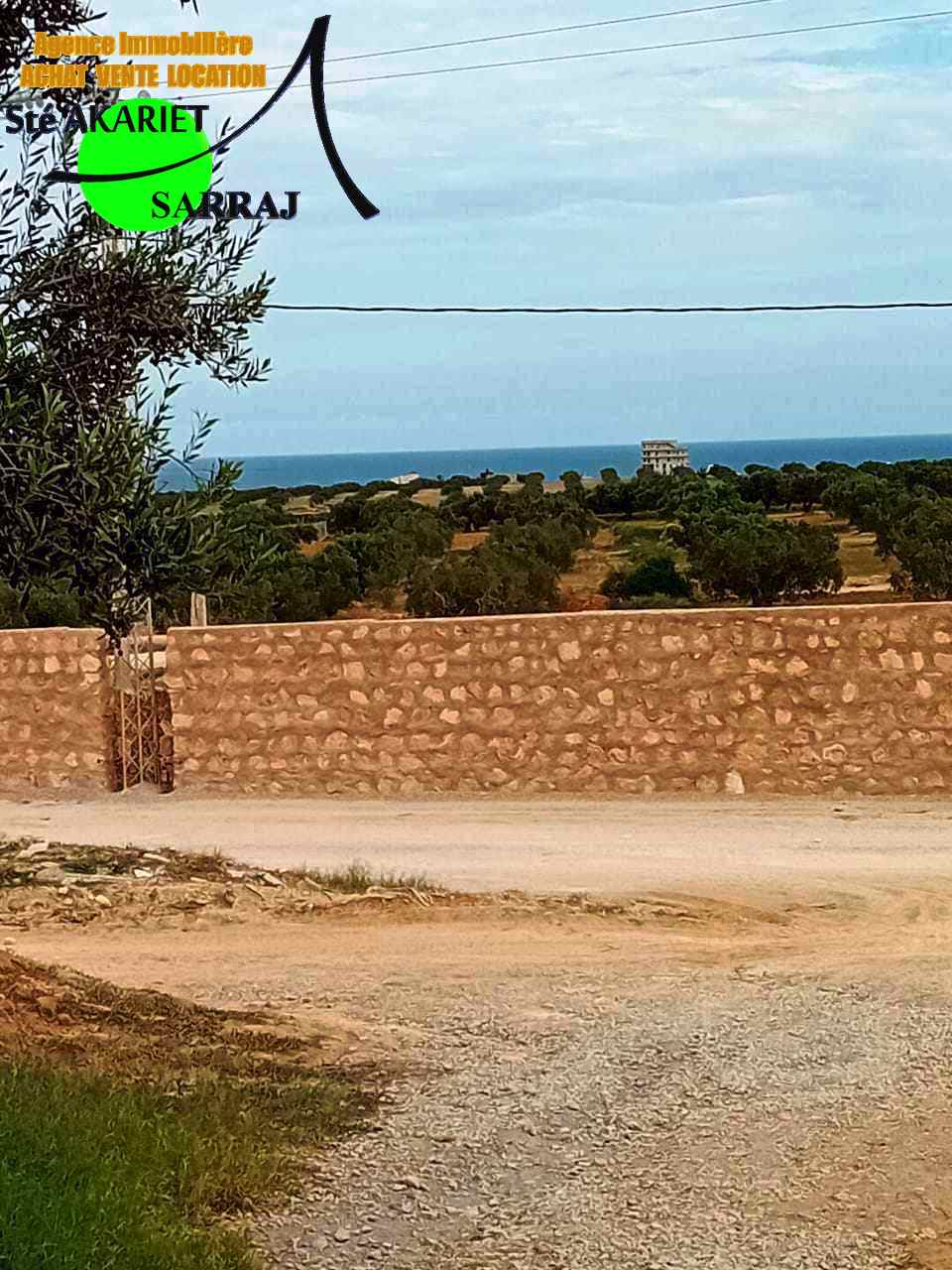Akouda Chatt Meriem Terrain Terrain agricole Terrain titr vue de mer 2000m  rmila