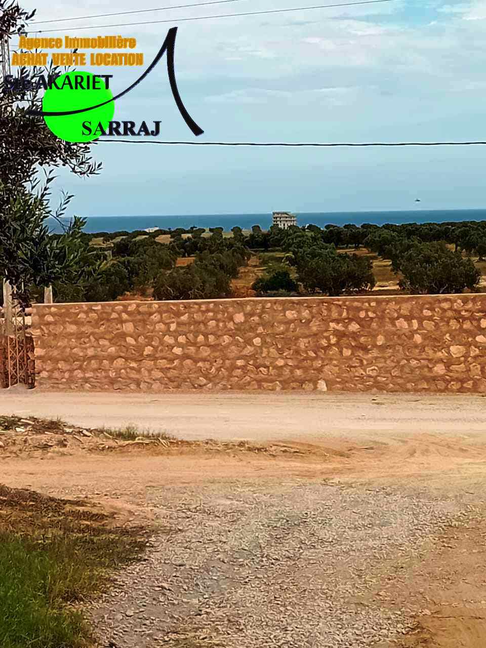 Akouda Chatt Meriem Terrain Terrain agricole Terrain titr vue de mer 2000m  rmila