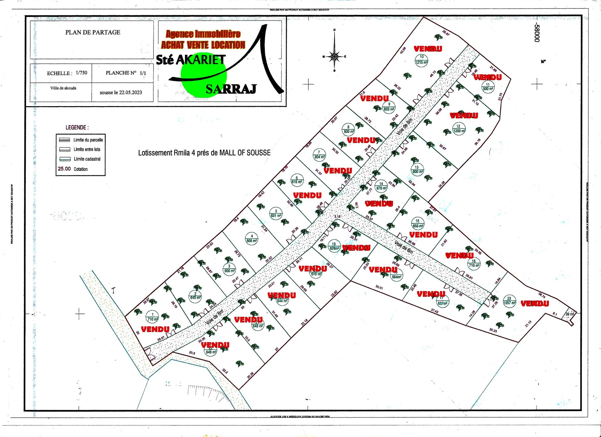 Akouda Chatt Meriem Terrain Terrain agricole Opportunit des terrains titr vue de mer  rmila