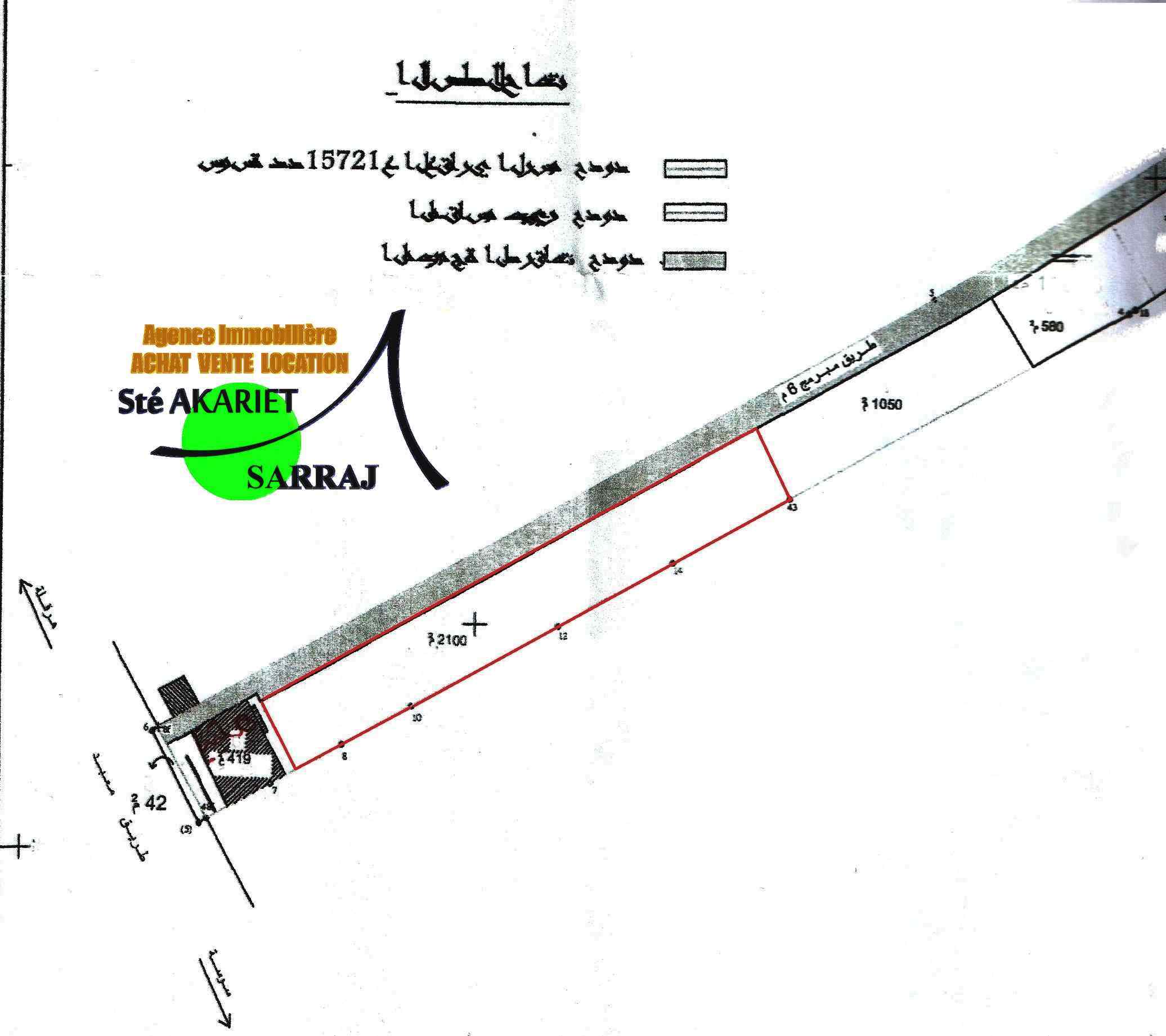 Akouda Chatt Meriem Terrain Terrain nu Terrain 2100m ct mer  chatt mariem tantana