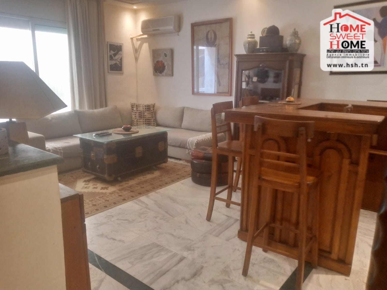 La Marsa Marsa Ennassim Location Appart. 2 pices S2 raina  meubl  route du malaaga la marsa