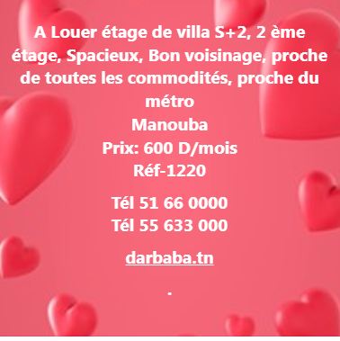 Mannouba La Mannouba Location Appart. 2 pices Al tage de villa s2 rf 1220