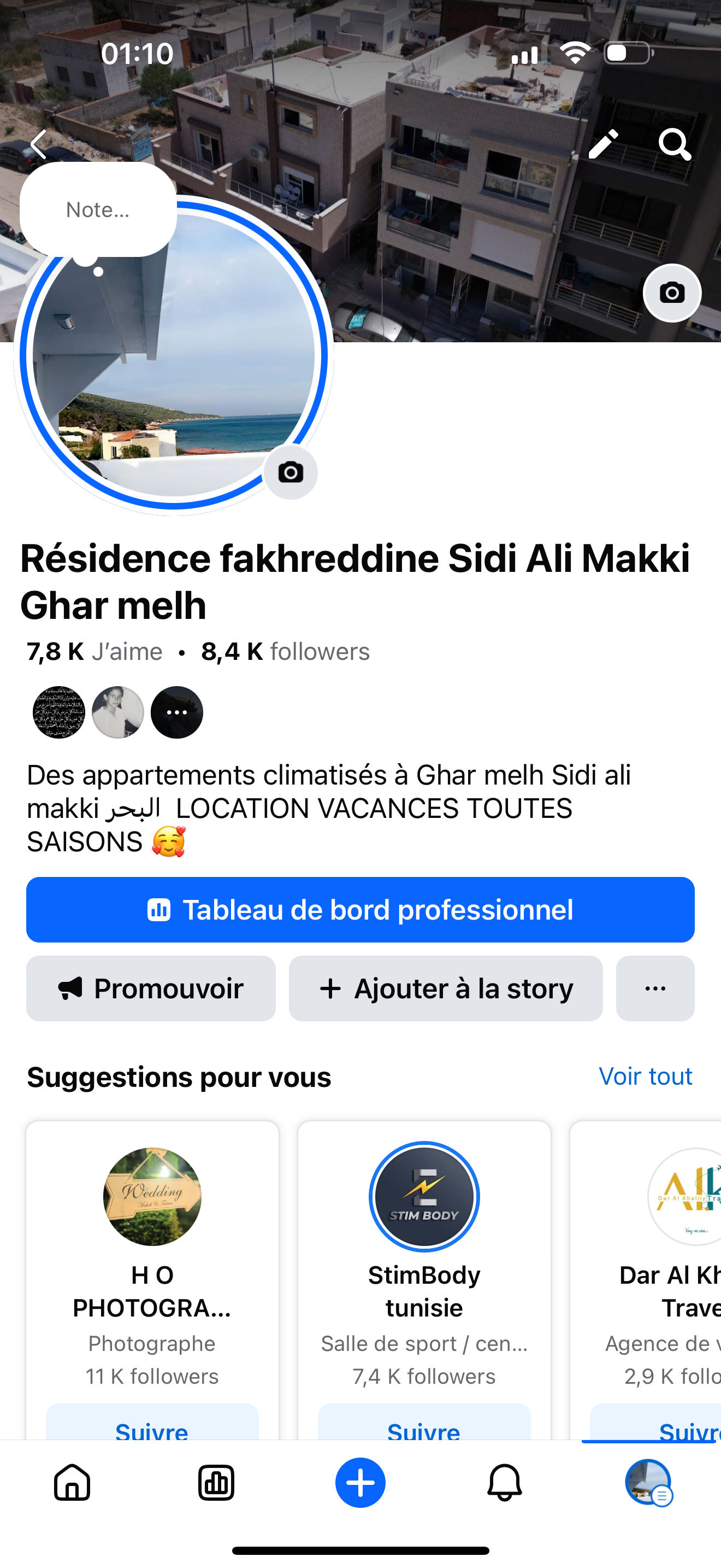 Ghar El Melh Ghar El Melh Location vacances Appart. 2 pices S plus un a la plage de sidi ali makki