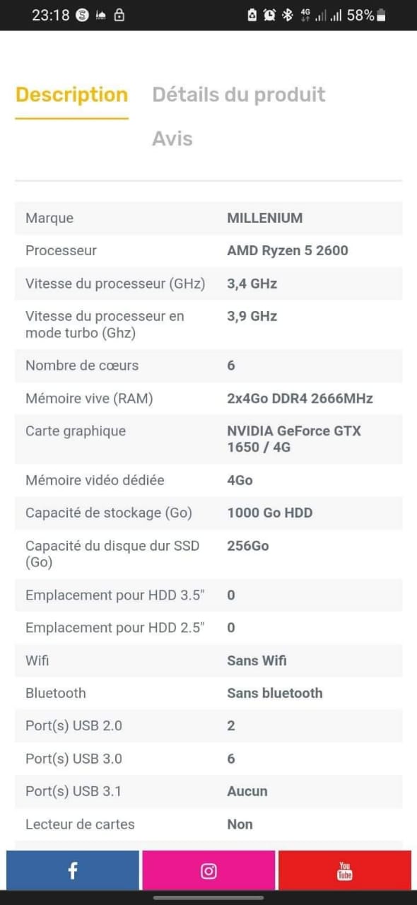Ariana Ville Ariana Ordin. familial Autre Pc gamer millenium
