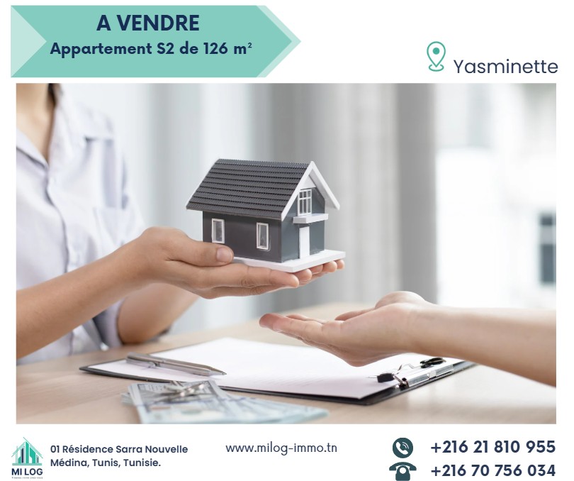 Nouvelle Medina El Yasminette Vente Appart. 2 pices Un appartement s2 de 126 m2  yasminette