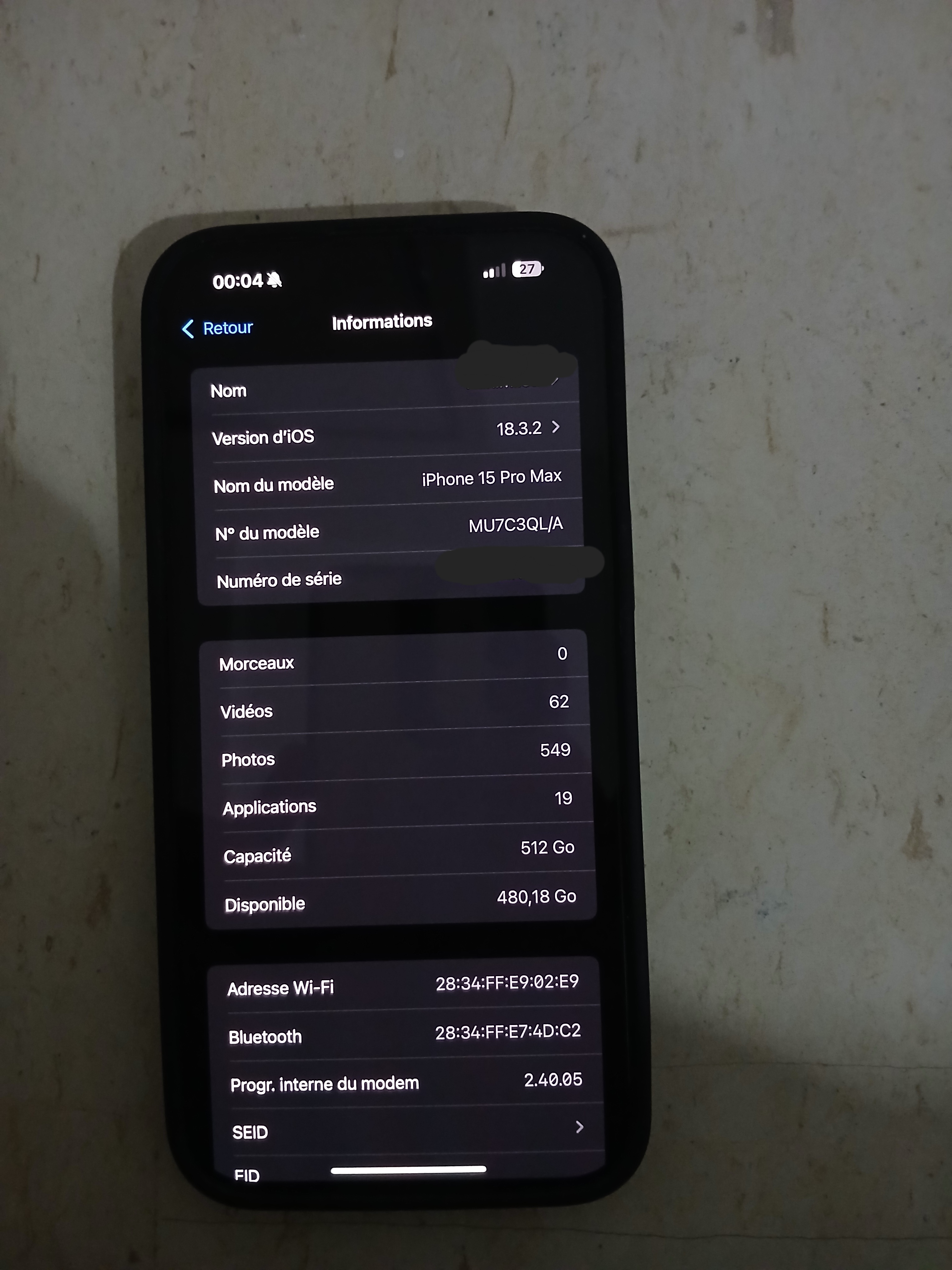 La Soukra Aeroport Tunis Carthage Apple - iPhone Autre Modle Iphone 15 pro max  stockage 512