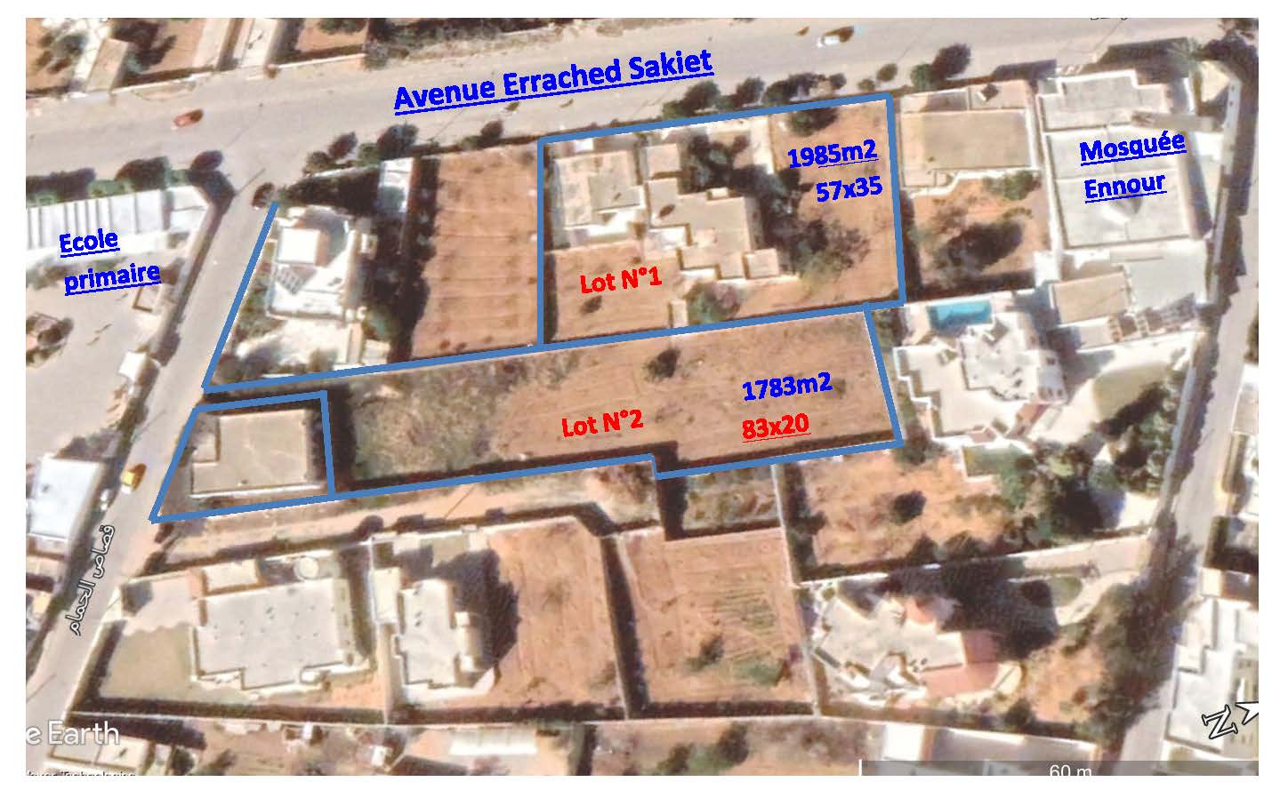 Sakiet Eddaier Sakiet Eddaier Terrain Terrain nu Lot clotur 1783m2 avec 2 entres