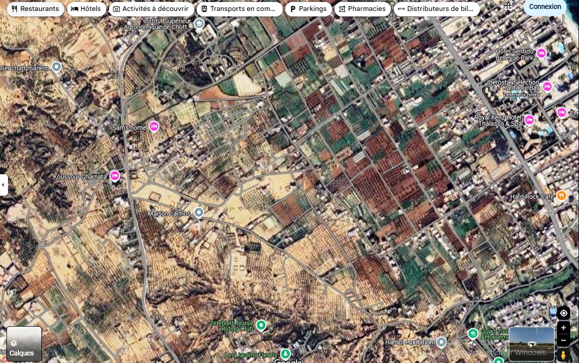 Akouda Chatt Meriem Terrain Terrain agricole Terrain cltur 550m en face koussour gharnata