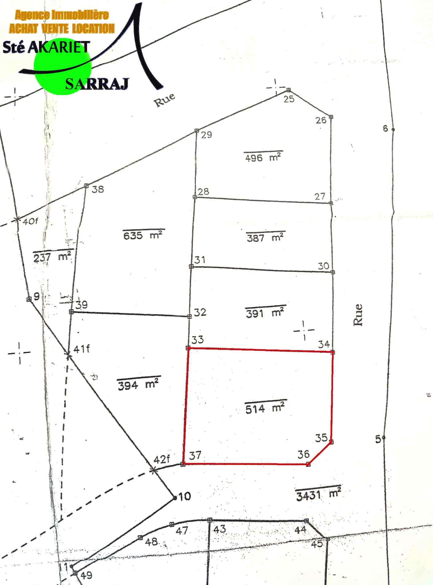 Sousse Ville Cite Jaouhara Terrain Terrain nu Terrain 514m prs de sahloul 4 vers cit olympique