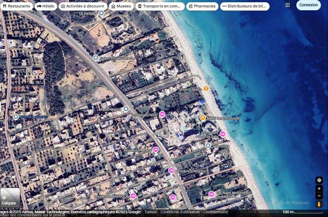 Akouda Chatt Meriem Terrain Terrain nu Terrain 390m proche de la plage  chatt mariem