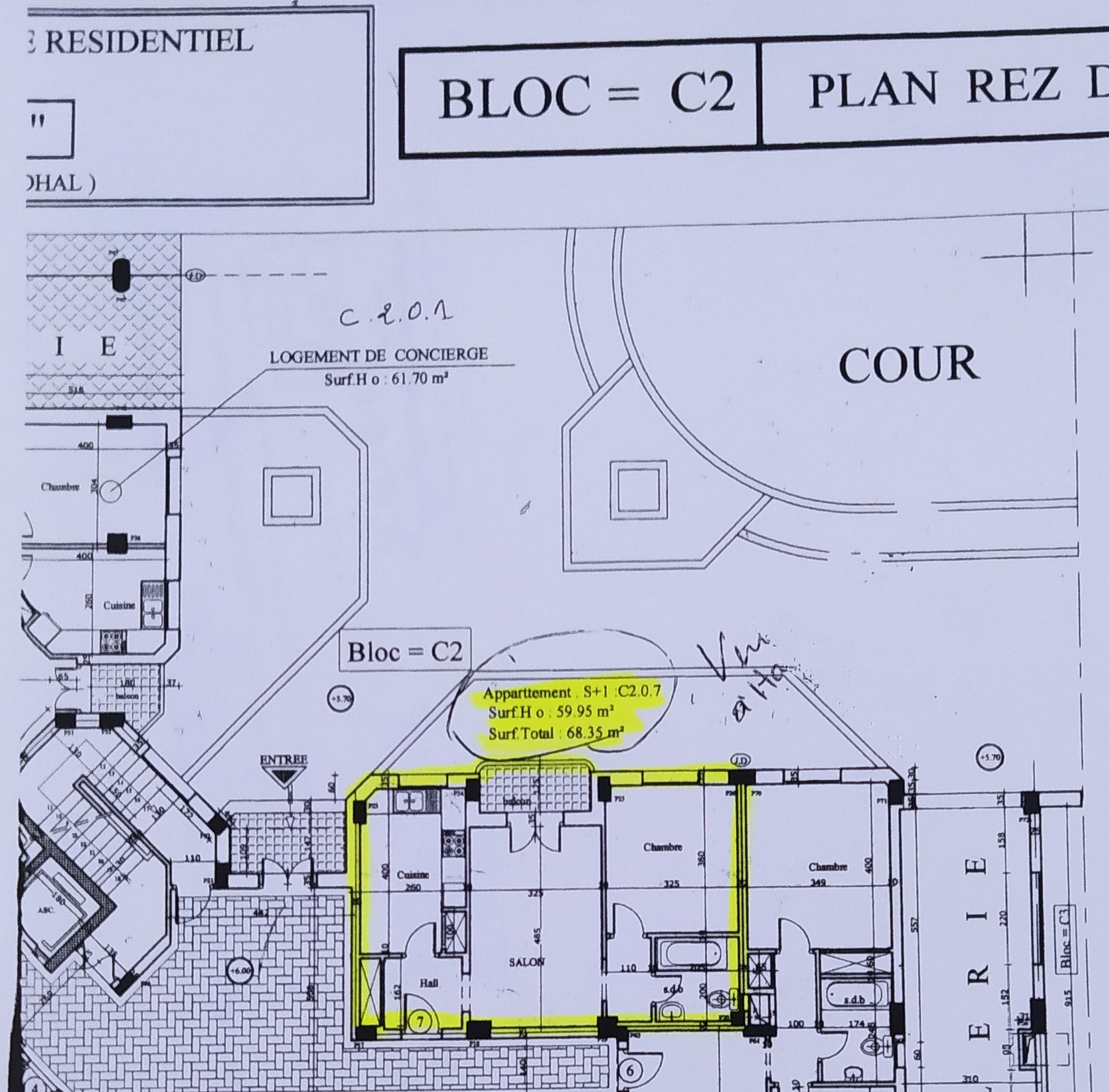 La Marsa El Aouina Vente Appart. 2 pices Appartement  salon plus 1 pice