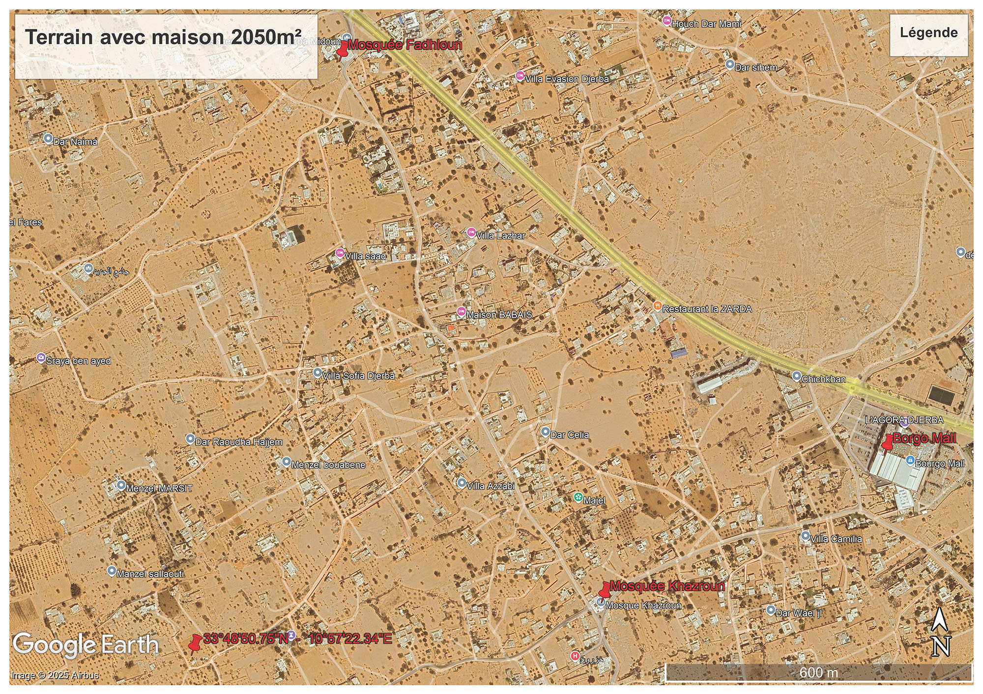Djerba - Midoun Khazroun Terrain Terrain agricole Terrain avec petite maison titre
