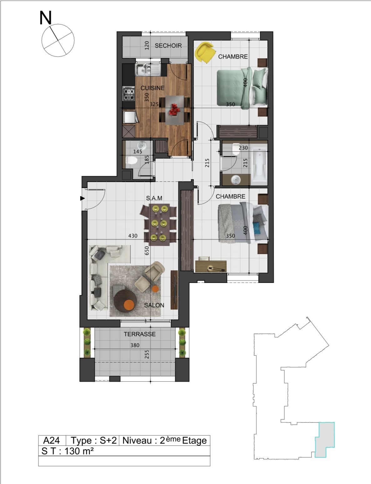 Ain Zaghouan Ain Zaghouan Vente Appart. 3 pices S2 av jardins de carthage