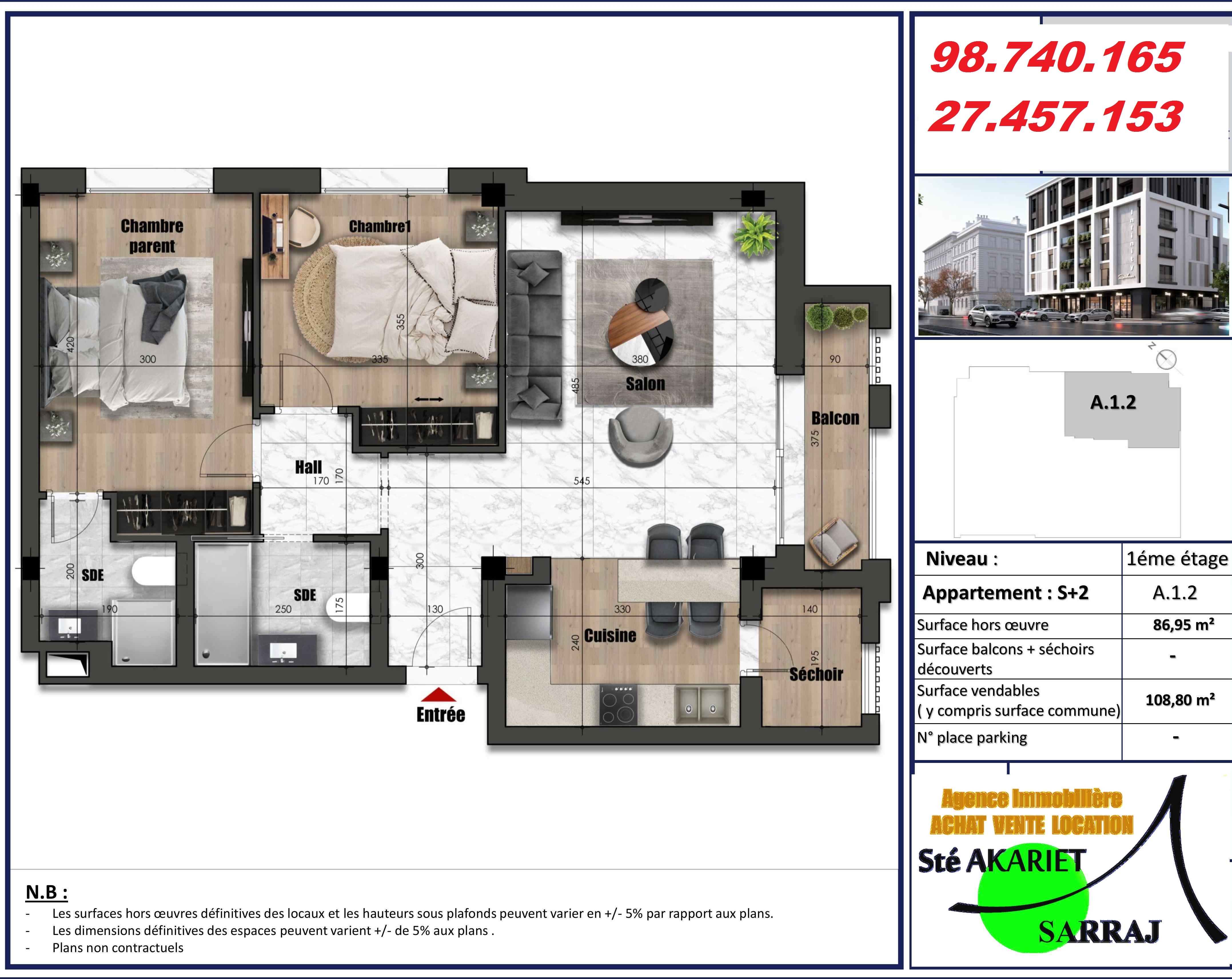 Sousse Jaouhara Sousse Khezama Vente Appart. 2 pices Des appartements en cours de construction  khzema