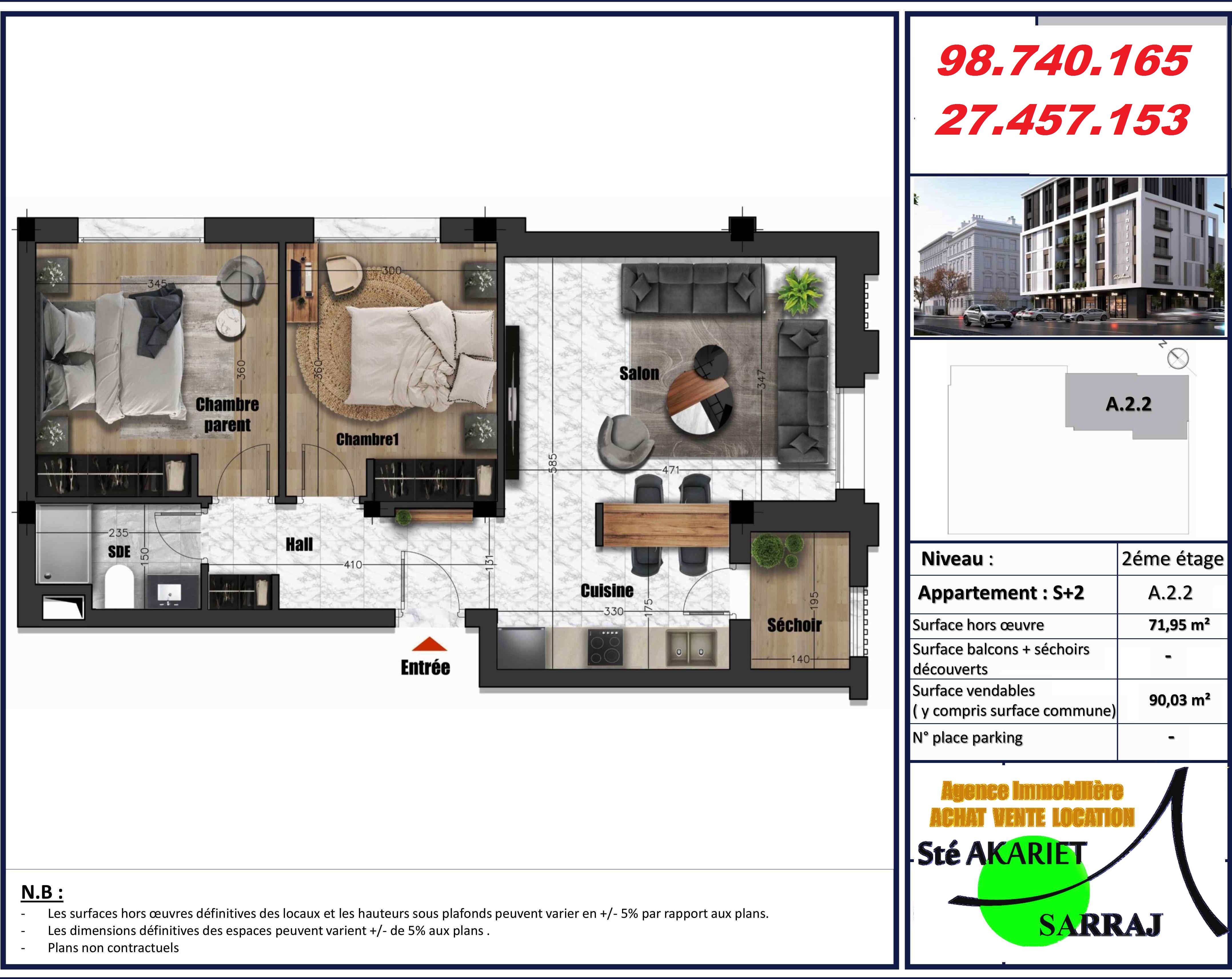 Sousse Jaouhara Sousse Khezama Vente Appart. 2 pices Des appartements en cours de construction  khzema