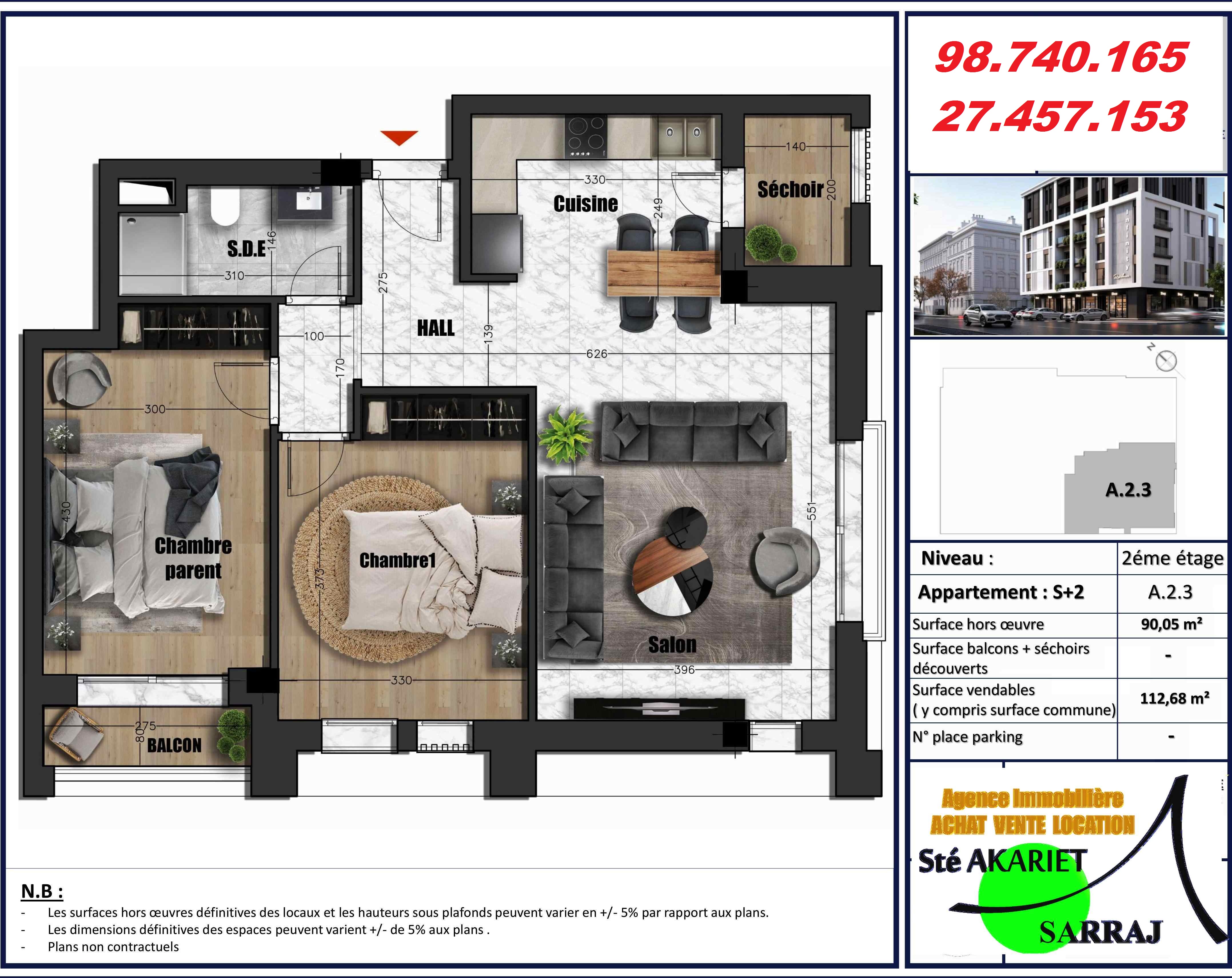 Sousse Jaouhara Sousse Khezama Vente Appart. 2 pices Des appartements en cours de construction  khzema