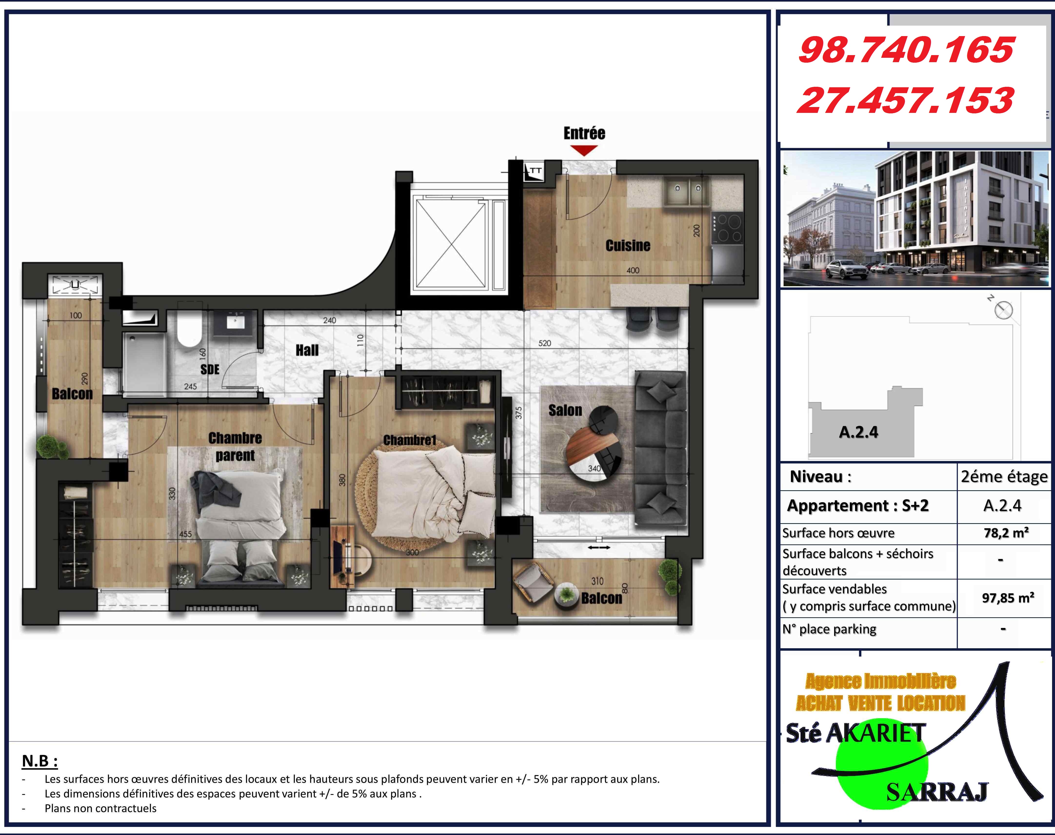 Sousse Jaouhara Sousse Khezama Vente Appart. 2 pices Des appartements en cours de construction  khzema