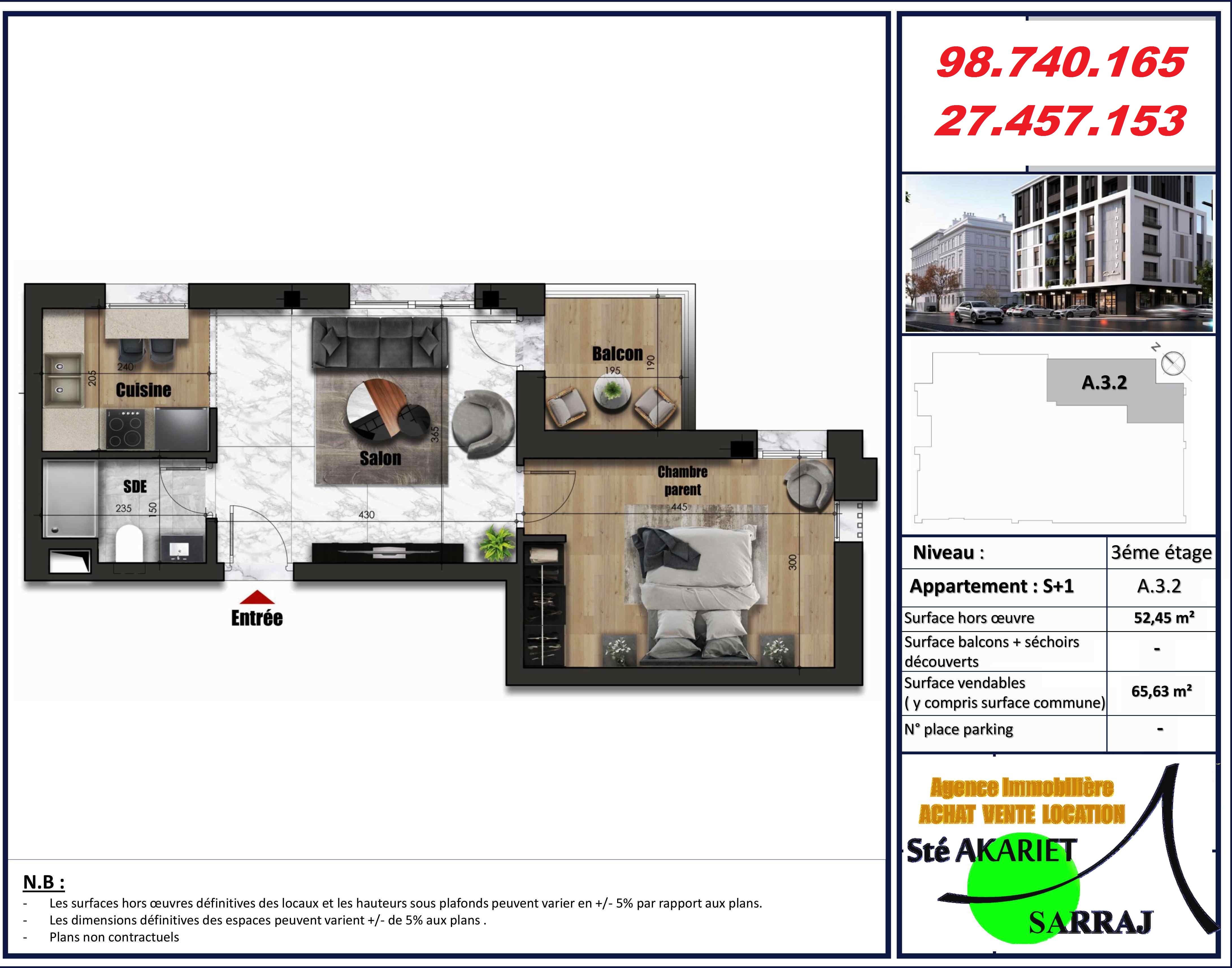 Sousse Jaouhara Sousse Khezama Vente Appart. 2 pices Des appartements en cours de construction  khzema