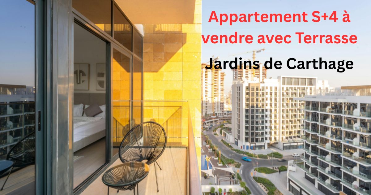 Ain Zaghouan Jardins de Carthage Vente Appart. 5 pices+ Appartement s4 aux jardins de carthage