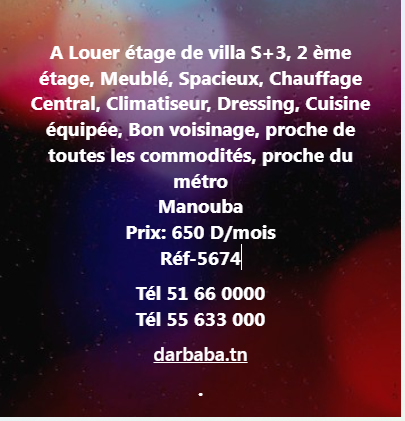 Mannouba La Mannouba Location Appart. 3 pices tage villa ref880