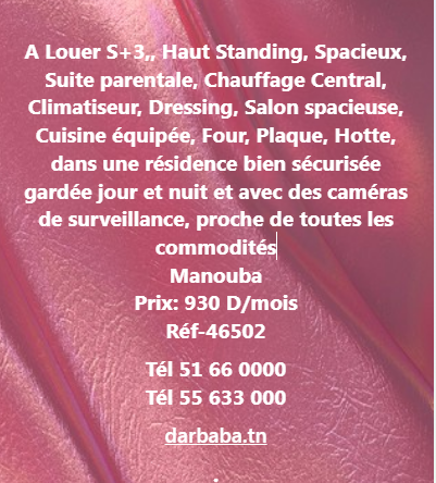 Mannouba La Mannouba Location Appart. 3 pices Al tage de villa s3 meuble