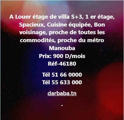 Mannouba La Mannouba Location Appart. 2 pices Al tage de villa s3 au ref1599