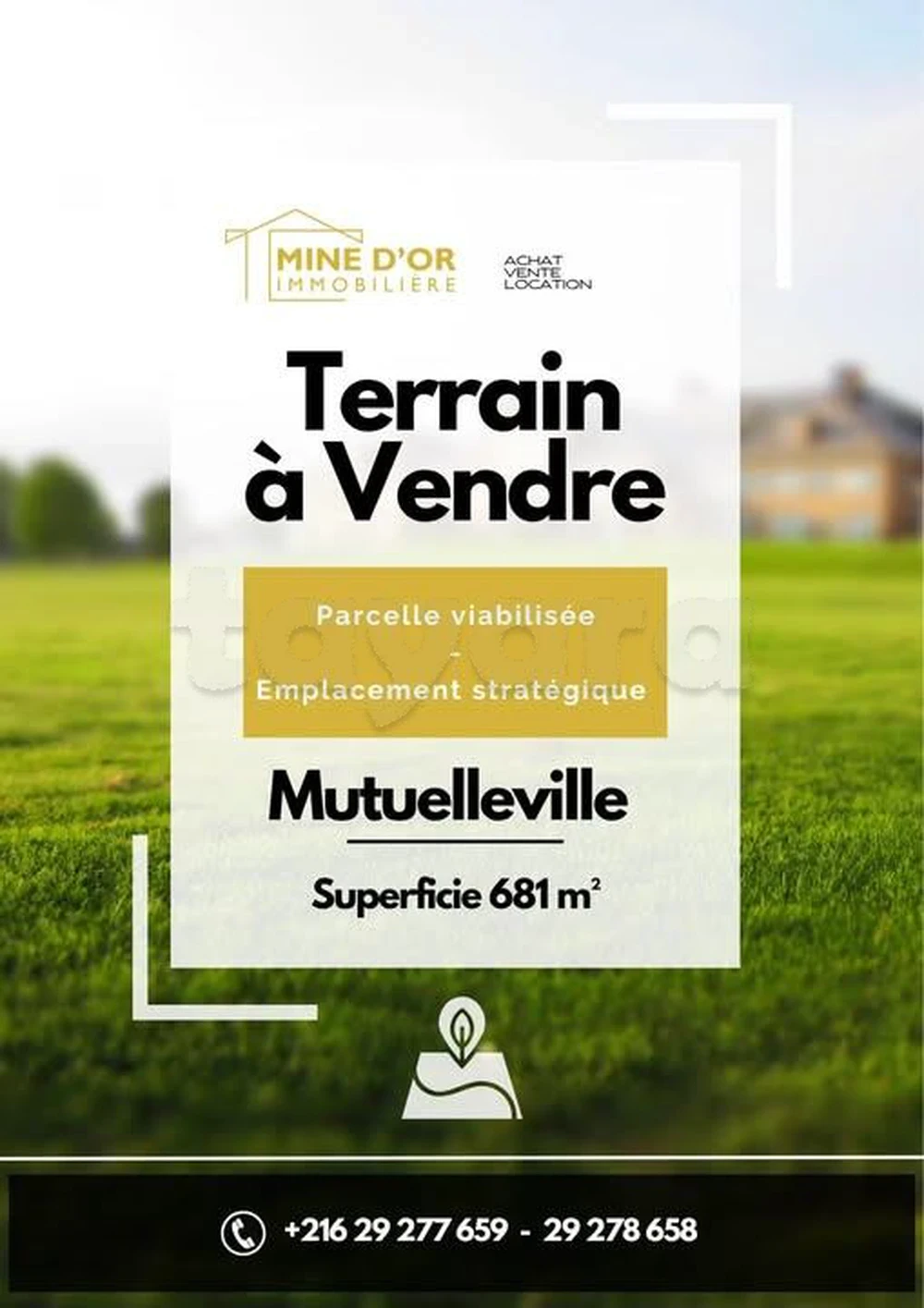 El Menzah Mutuelle Ville Terrain Terrain nu Av bonne opportunit d'un terrain a mutuelle ville