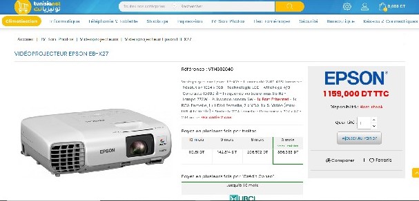 El Ouerdia Bellevue Vido-projecteurs Autre Vidoprojecteur epson eb x27 rseaux rj45