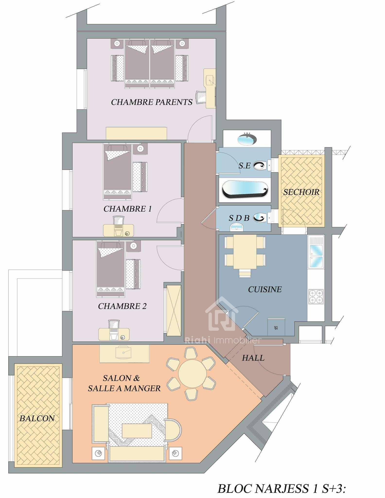 Ezzahra Ezzahra Vente Appart. 3 pices Appartement au 5me tage
