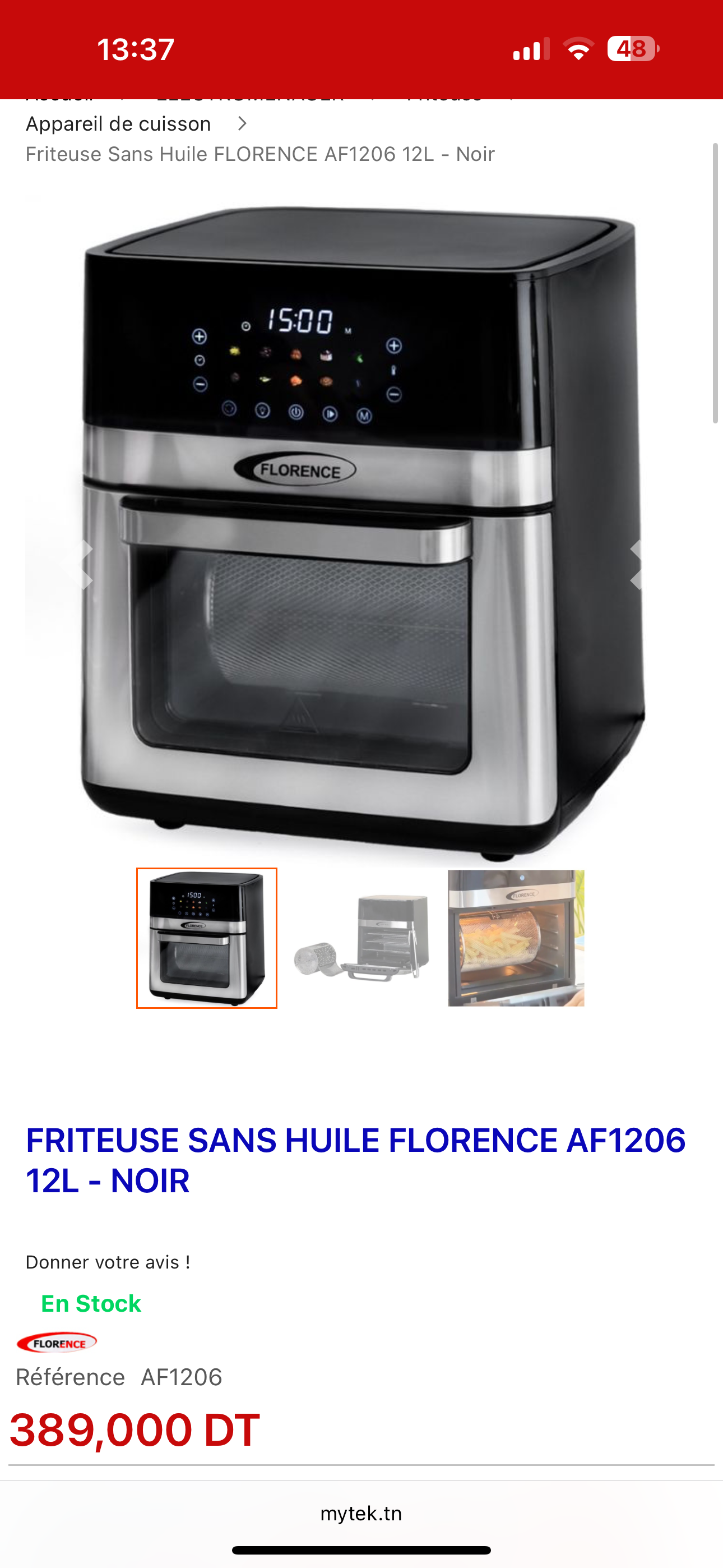 Megrine Megrine Four encastrable Autre Airfryer florence af1206 12l