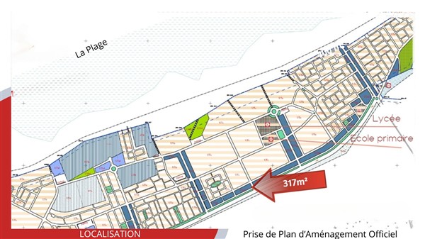 Hammam Chatt Borj Cedria Terrain Terrain nu Terrain de 317 m2 de coin  commercial  rsidentiel