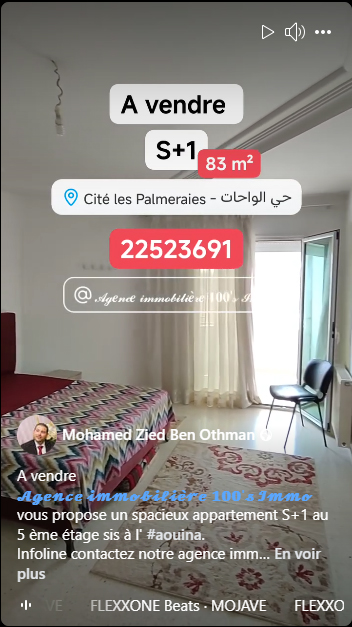 La Marsa El Aouina Vente Appart. 1 pice Un bel appartement spacieux