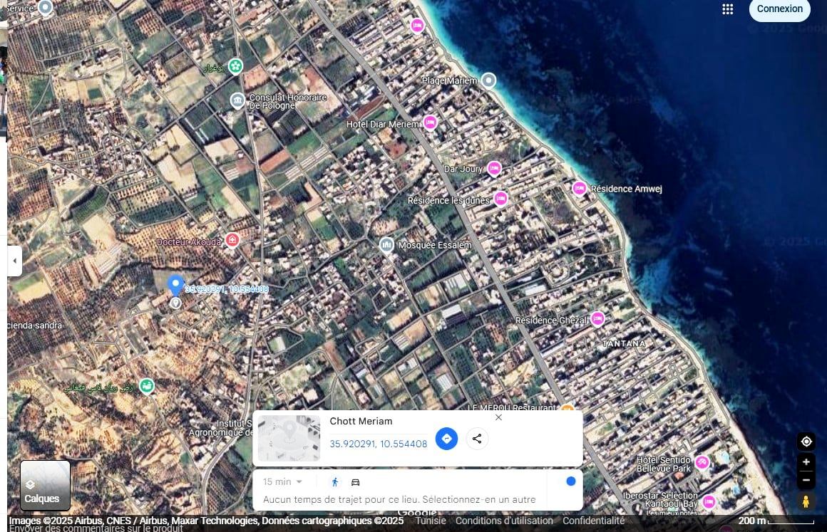 Akouda Chatt Meriem Terrain Terrain nu Terrain 250m  1km de la plage chatt mariem