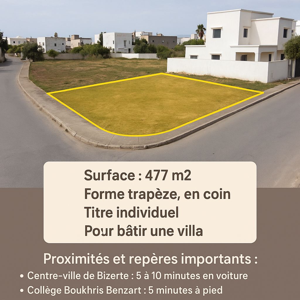 Jarzouna Jarzouna Terrain Terrain nu Terrain 477 m coin titre indi