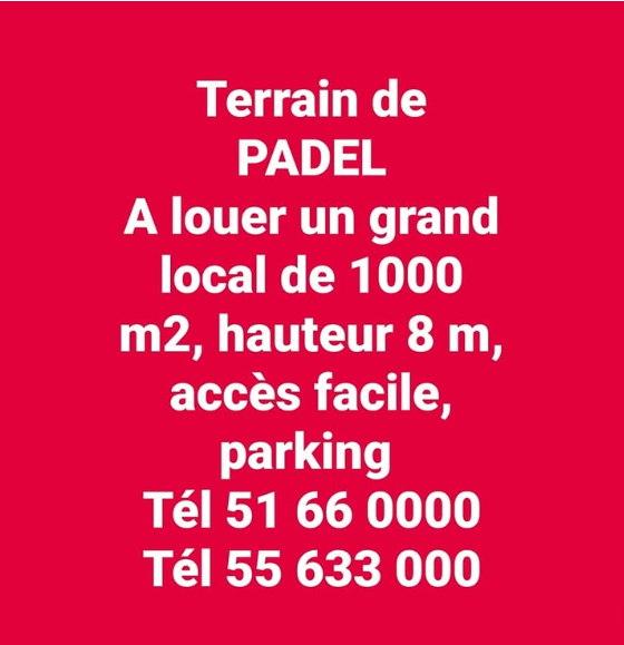 El Menzah El Menzah 1 Location Surfaces Grand local pour terrains de padel