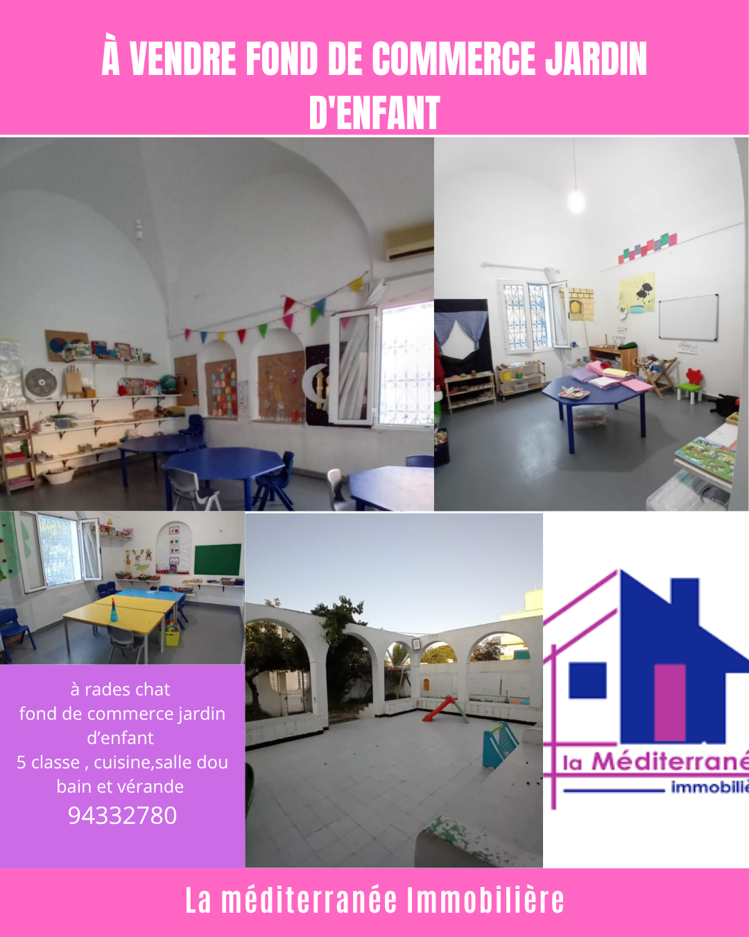 Rades Rades Plage Vente Surfaces Fond de commerce jardin d' enfants