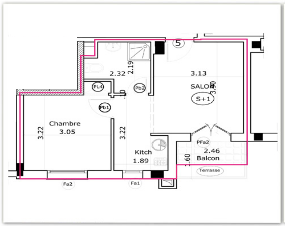 La Soukra Borj Louzir Location Appart. 2 pices Appartement rcent  borj louzir