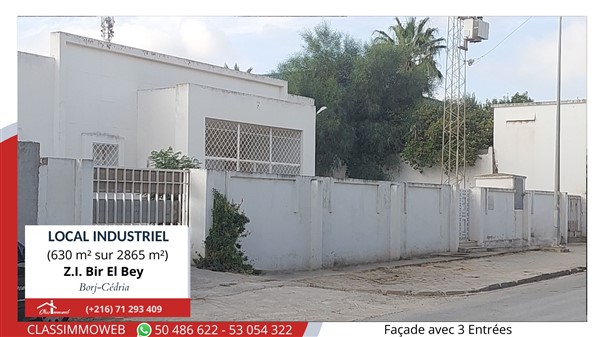 Hammam Chatt Bir El Bey Terrain Terrain nu Local industriel 630 m2 sur 2865  bir elbey