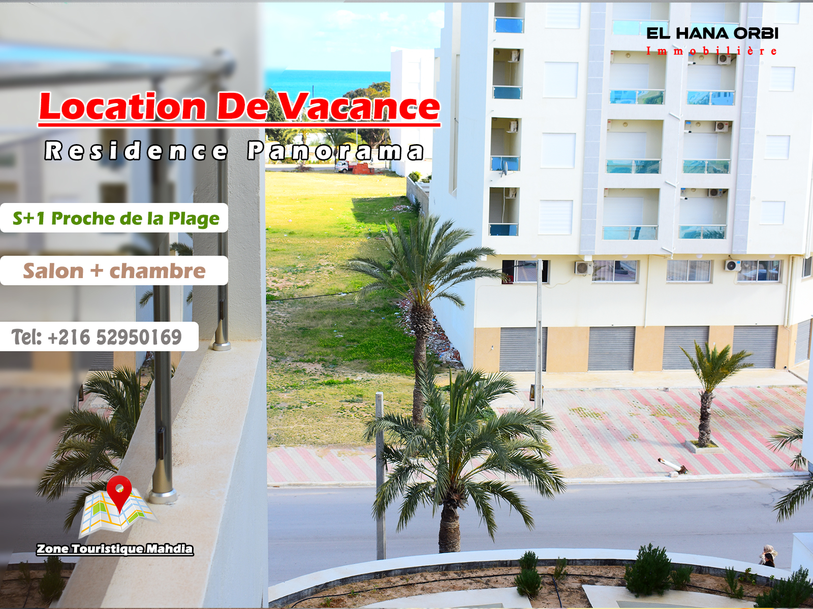 Mahdia Mahdia Location vacances Appart. 1 pice Appartement s1 rz panorama zone touristique mahdia