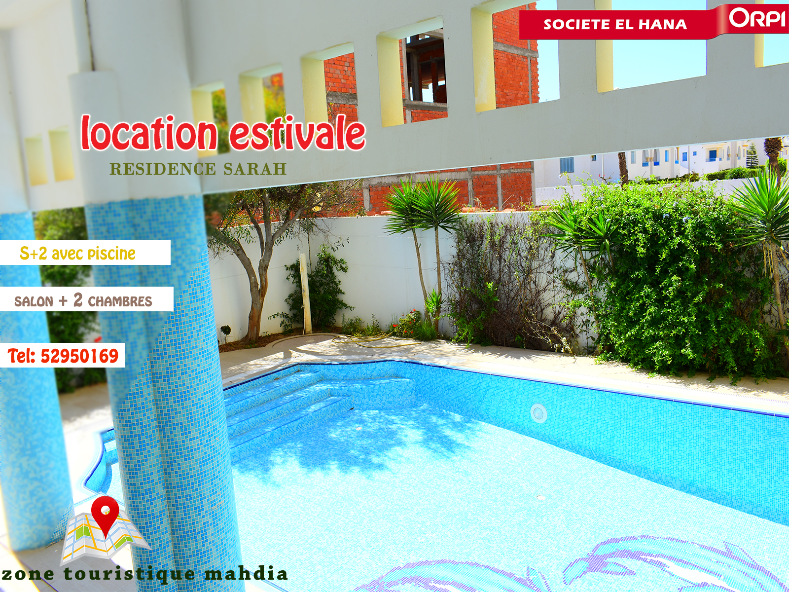 Mahdia Mahdia Location vacances Appart. 2 pices Estivale 2025  s2  rz sarah avec piscine