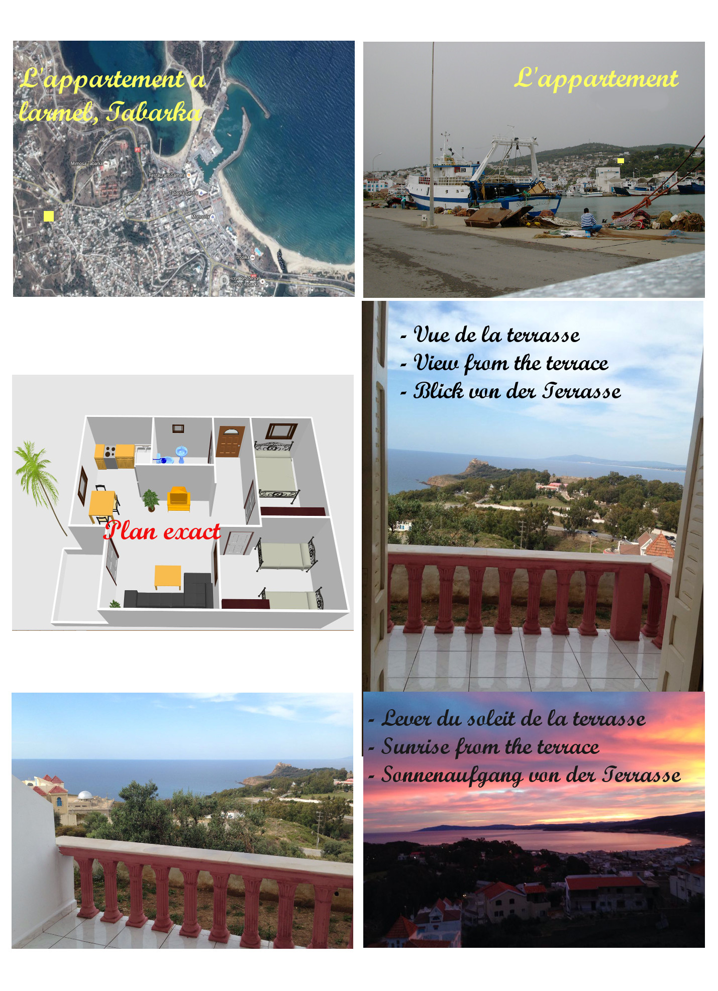 Tabarka Tabarka Location Appart. 3 pices Vue panoramique sur mer et montagnes
