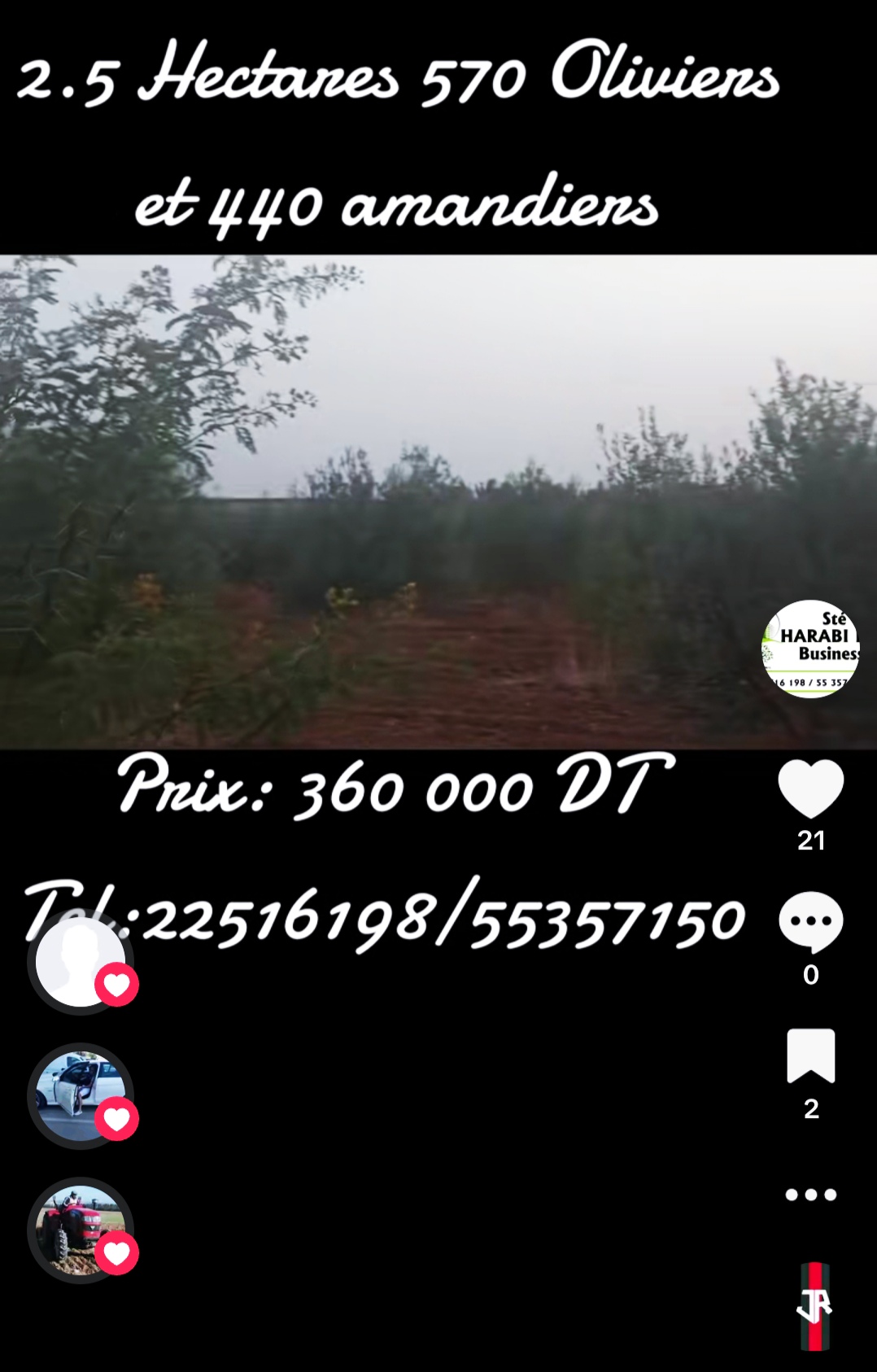 Bir Mcherga Bir Mcherga Terrain Terrain agricole Terrain 570 oliviers et 440 amandiers