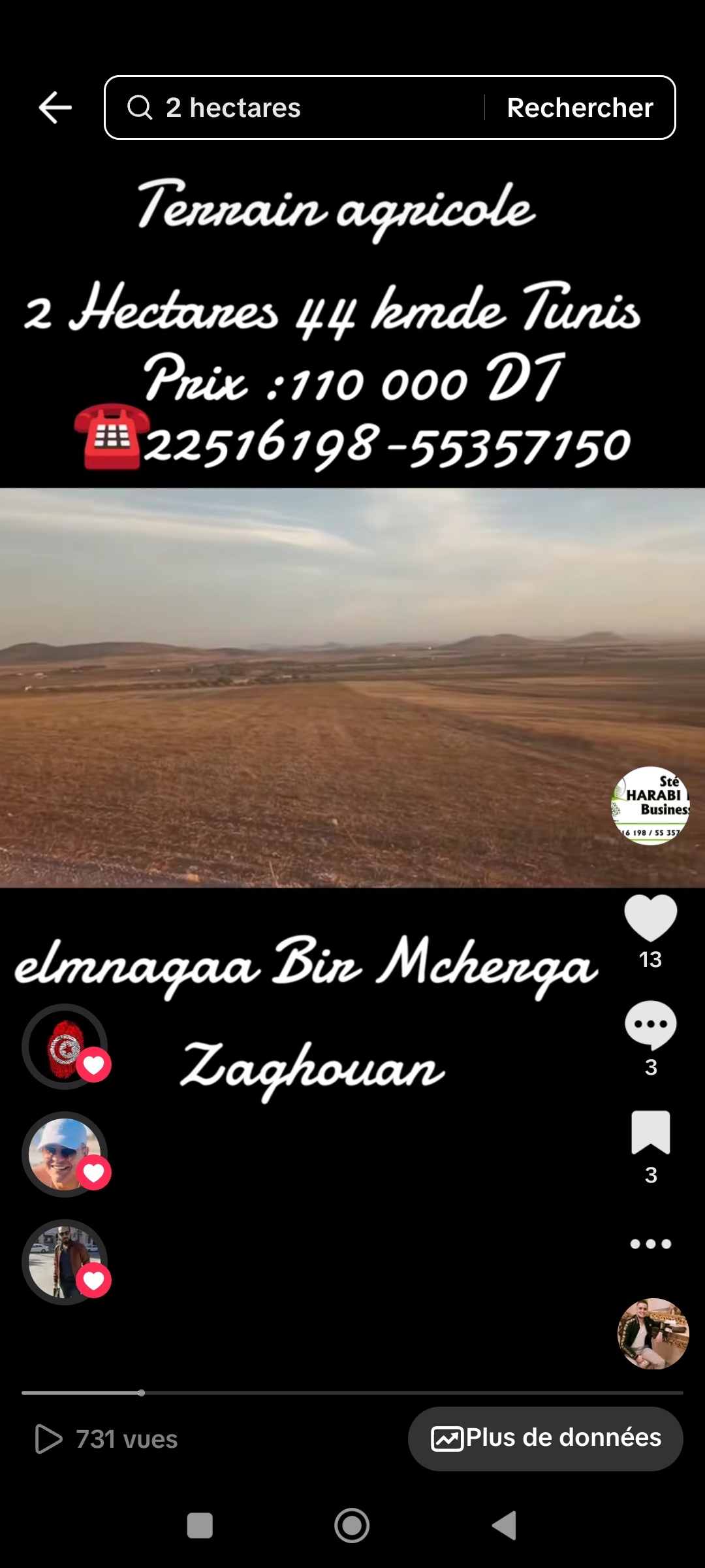 Bir Mcherga Bir Mcherga Terrain Terrain agricole 2 hectare mnagaa pour maison de campagne