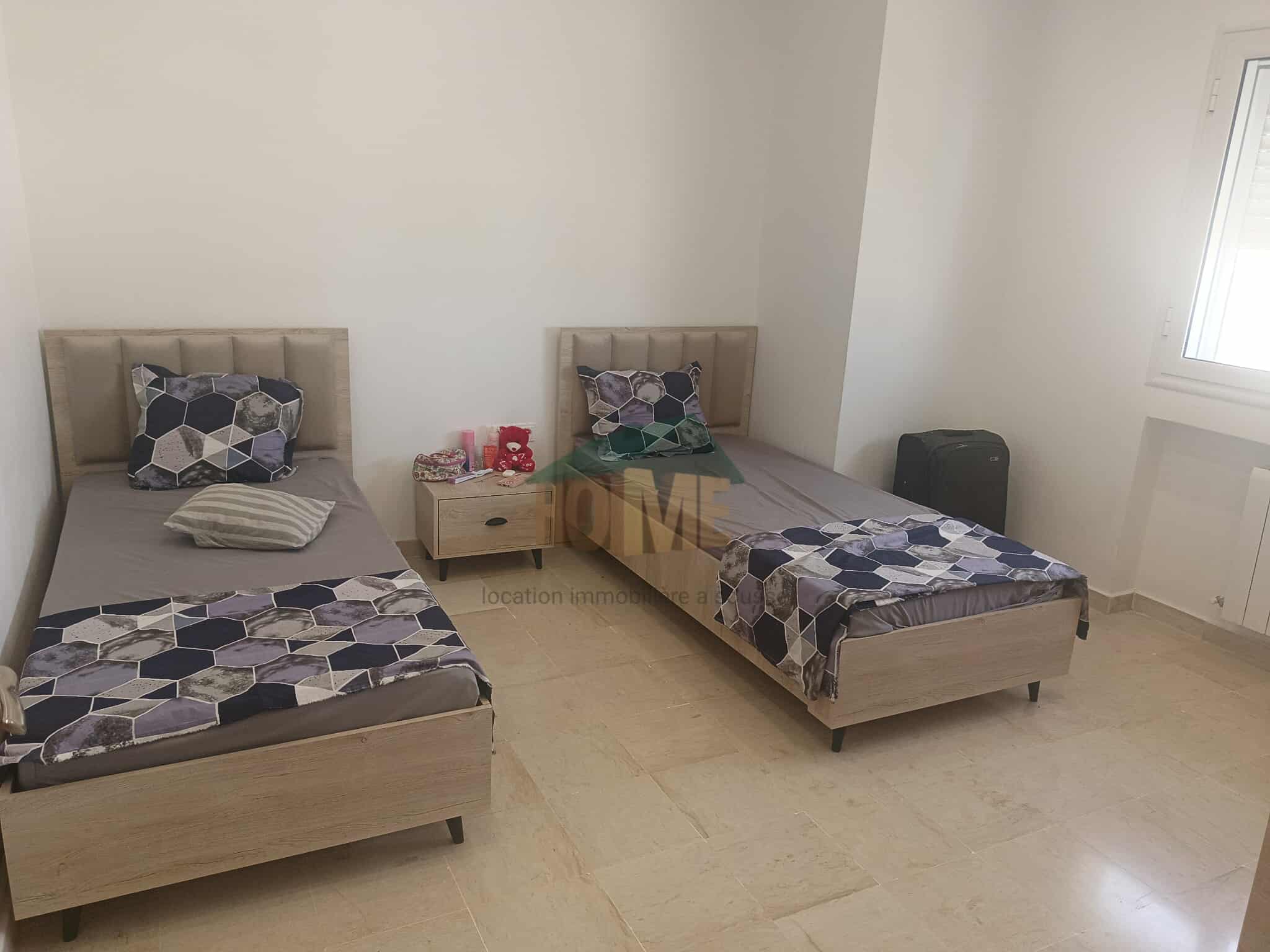 Sousse Jaouhara Sahloul Location Appart. 2 pices S2 meubl a l'anne