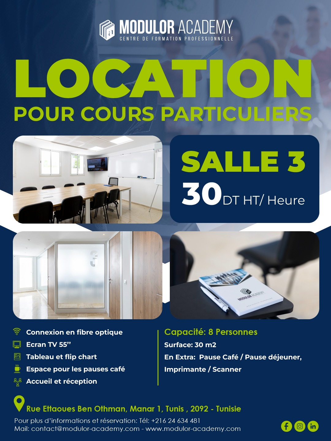 El Menzah El Manar 1 Autre Autre Salles pour cours particuliers  modulor academy