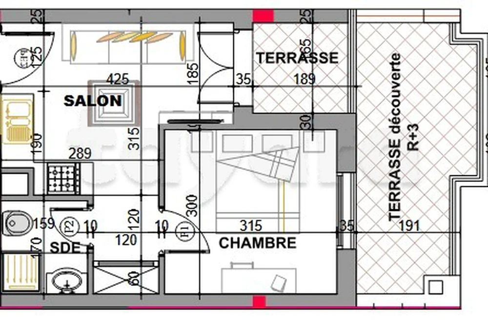 Ain Zaghouan Ain Zaghouan Vente Appart. 2 pices Appt s plus 1 avec terrasse  la nouvelle soukra