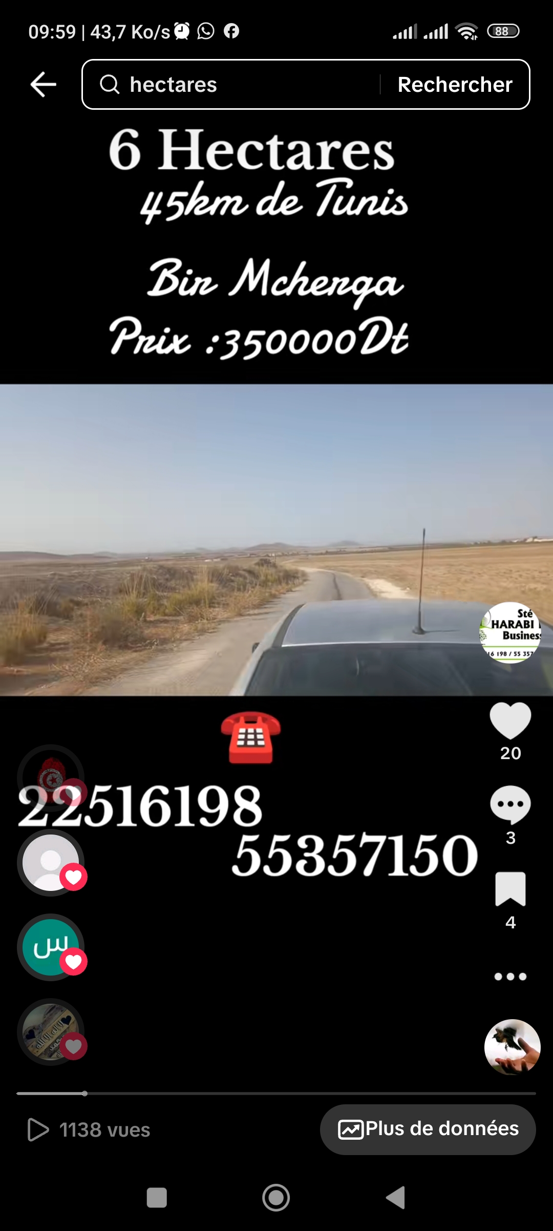 Bir Mcherga Bir Mcherga Terrain Terrain agricole 6 hectares nu a mnagaa 45 km de tunis