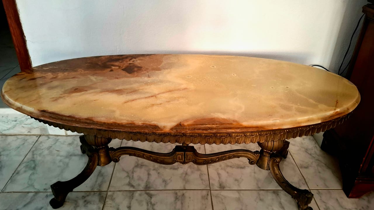 Ezzouhour (Tunis) Cite Ezzouhour Salon - Salle  manger  Tables basses Table basse onyx pitement mtal dor