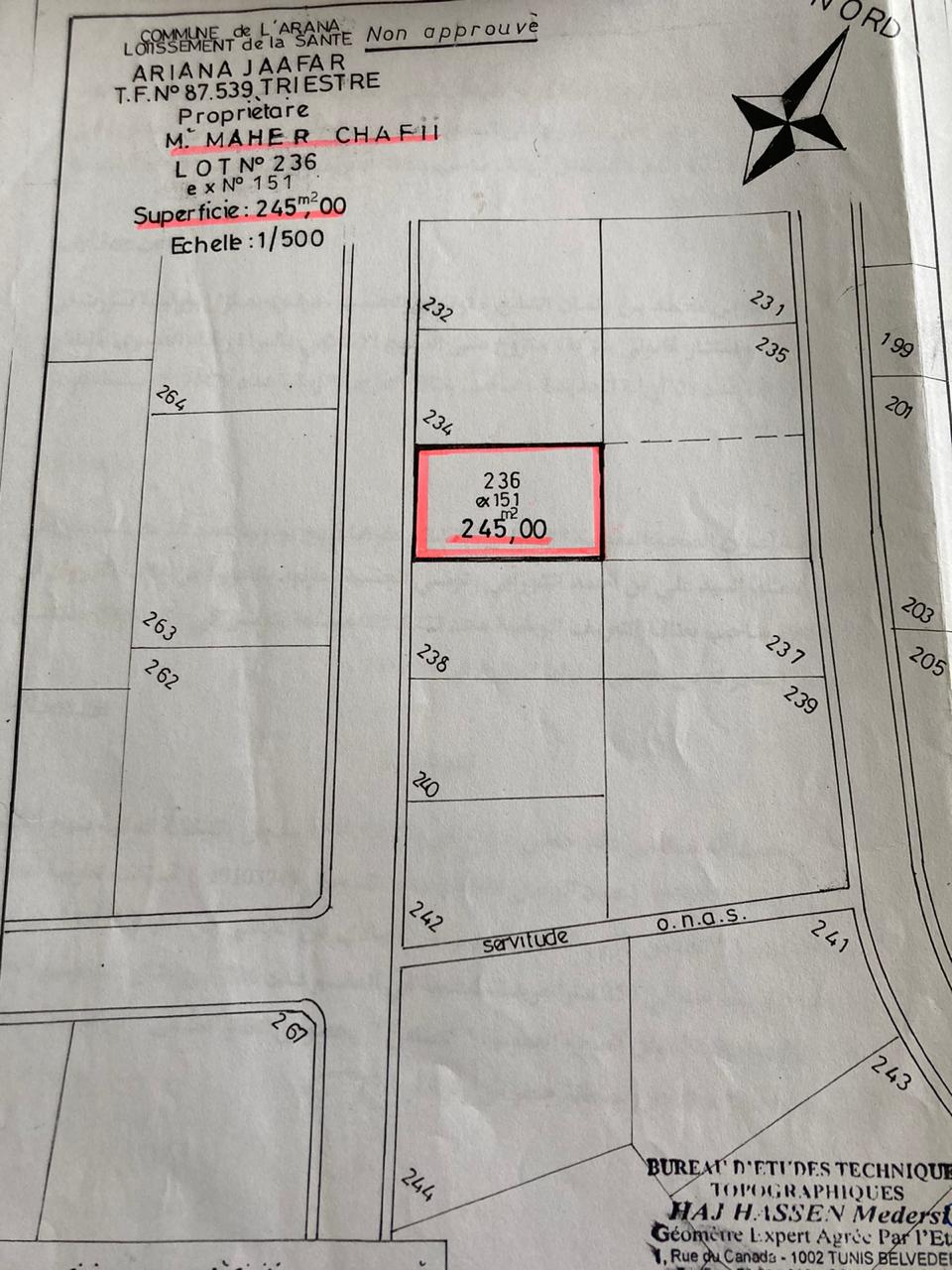 Ariana Ville Riadh Landlous Terrain Terrain nu Riadh andalous vnt ter 250 m2